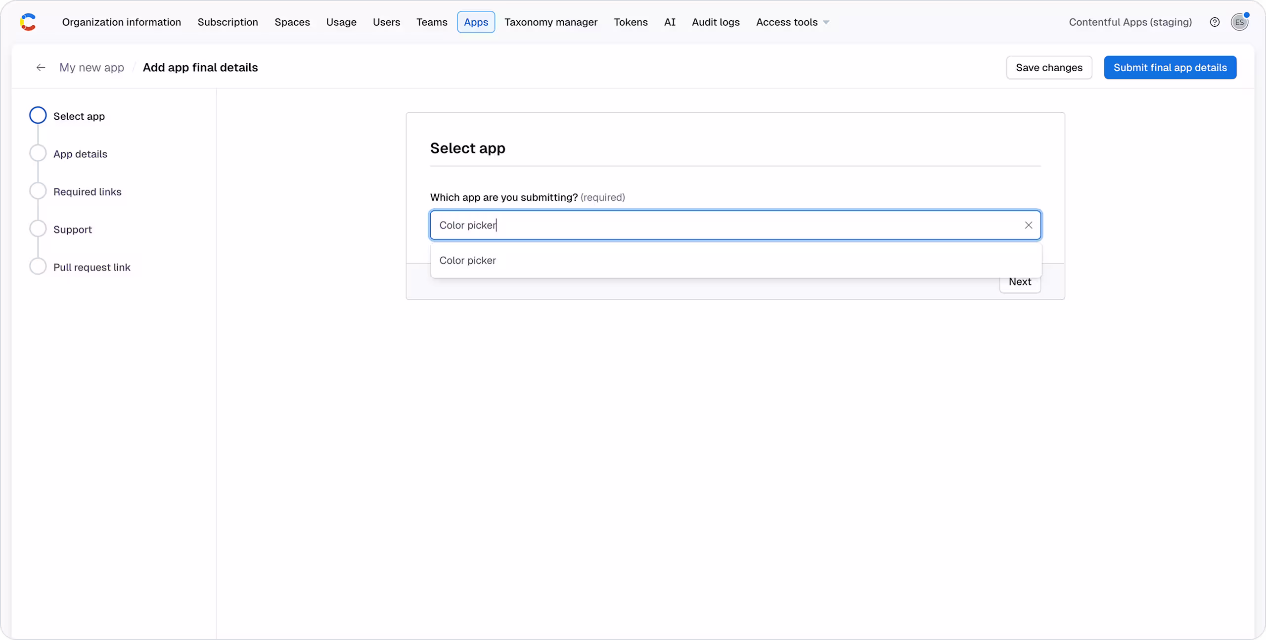 marketplace submission progress bar