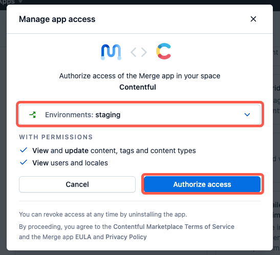 Apps authorize access