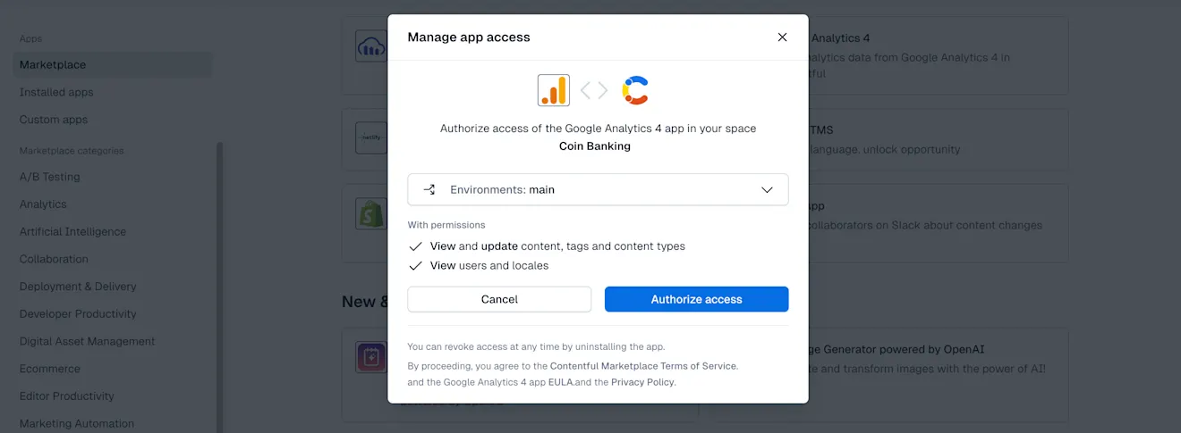 Apps authorize access