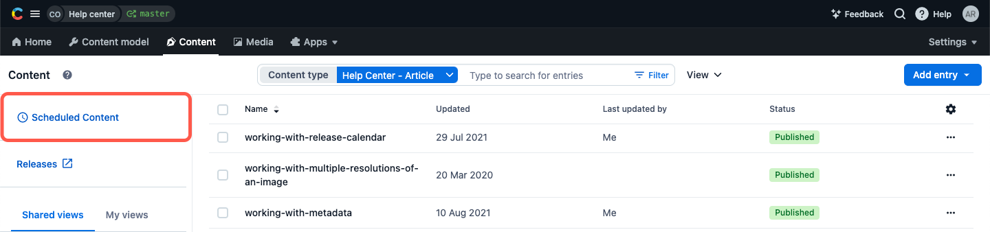 Scheduled actions scheduled content