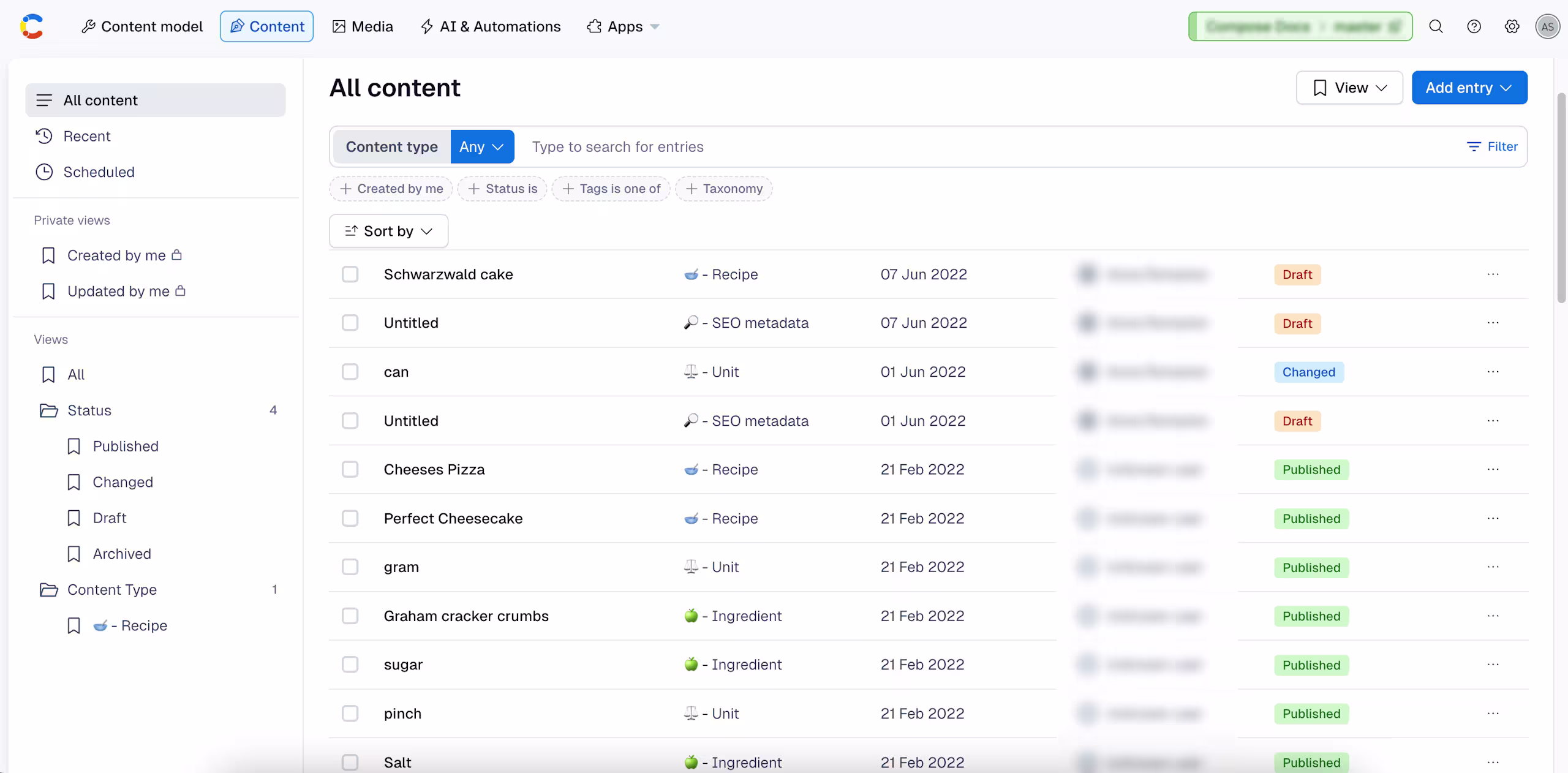 References across spaces - Content tab