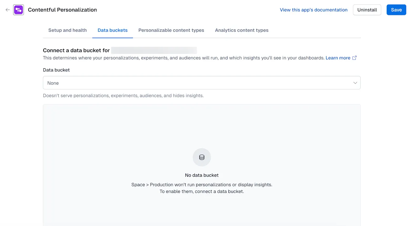 Setup and health: Select data bucket