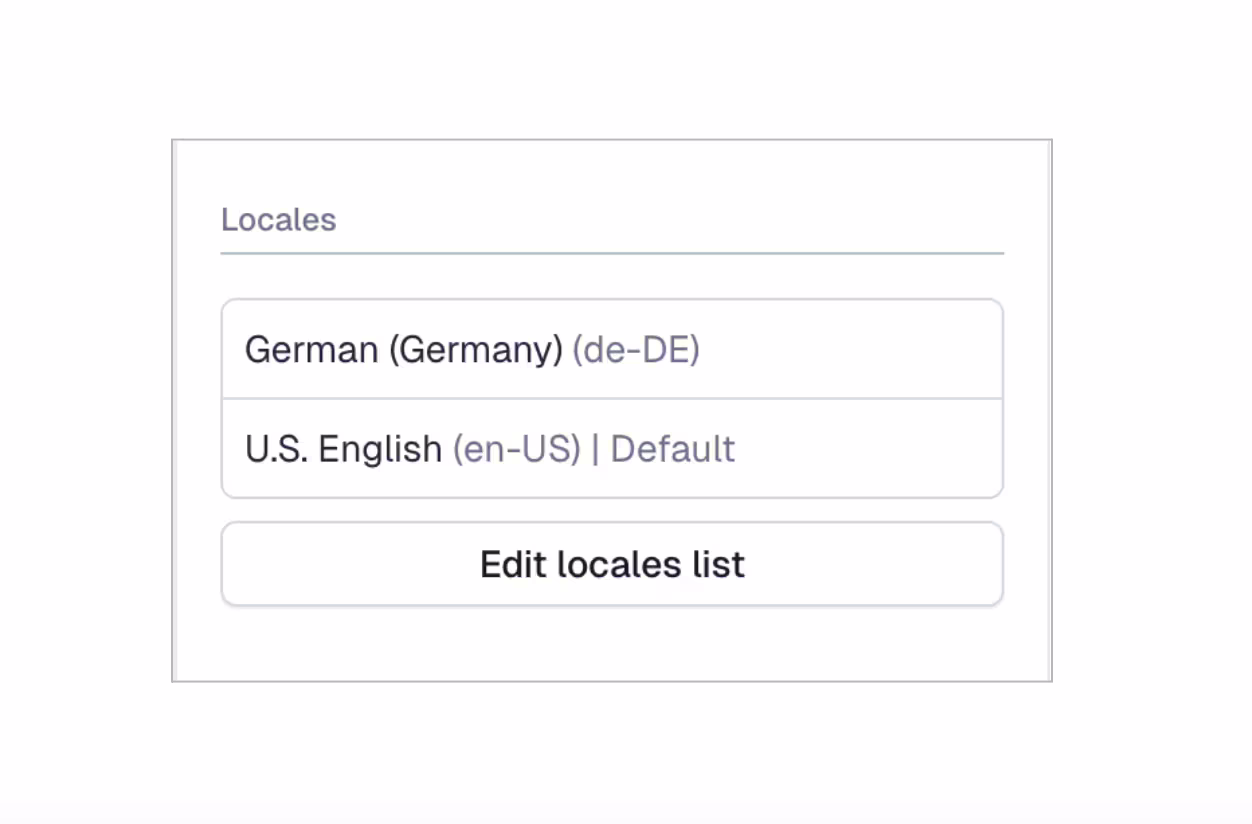 Entry editor: Locales section