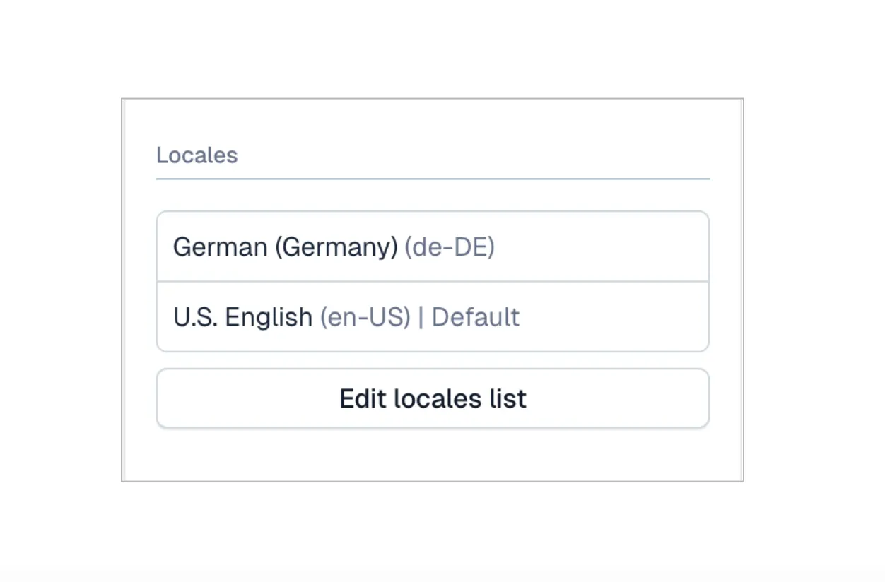 Entry editor: Locales section