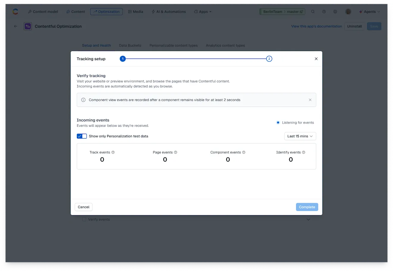 Setup and health: Verify events