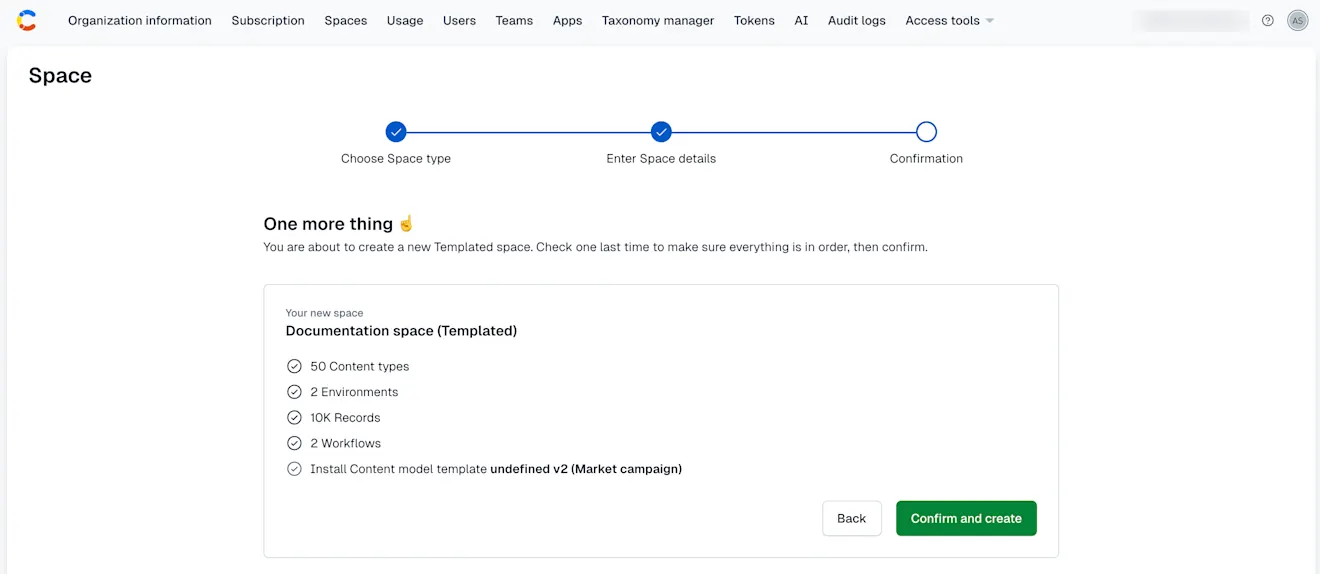 Templated spaces: Space details