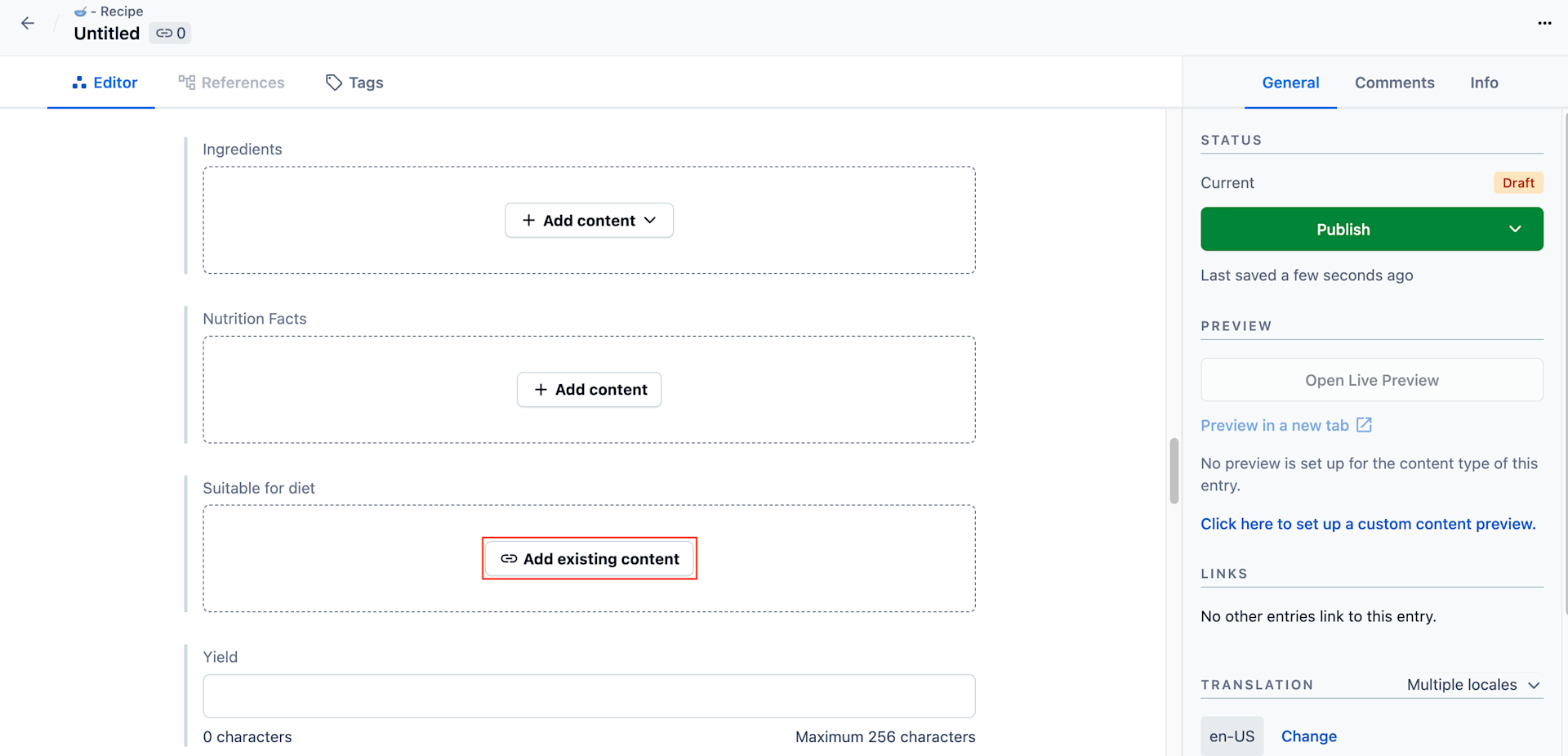 References across spaces Add existing content