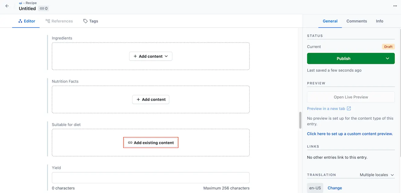 References across spaces Add existing content