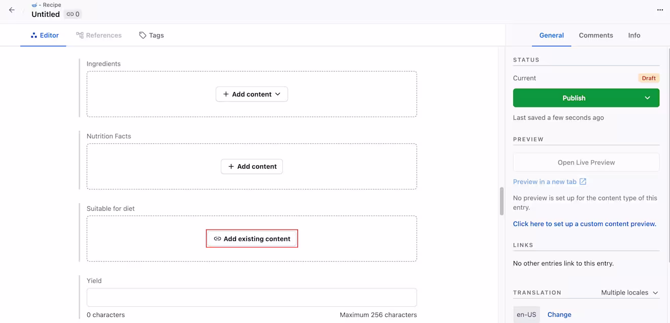 References across spaces Add existing content