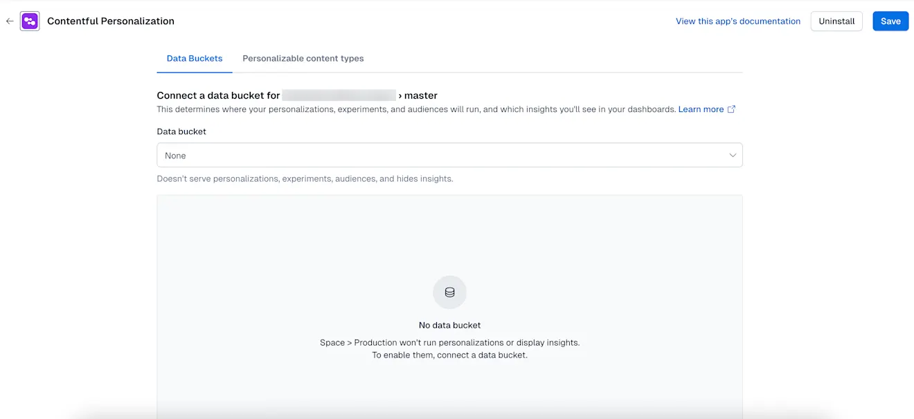 Contentful Personalization: App configuration page - data bucket