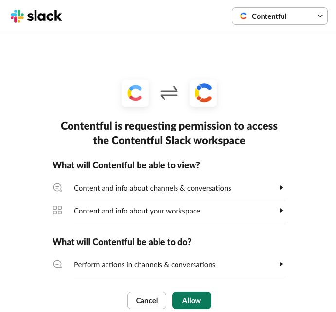 Slack request permission