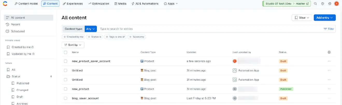 automations entry editor