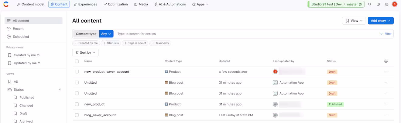 automations entry editor