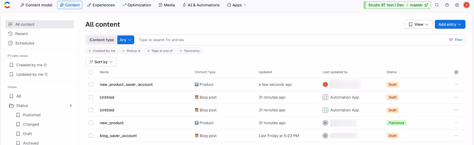 automations entry editor