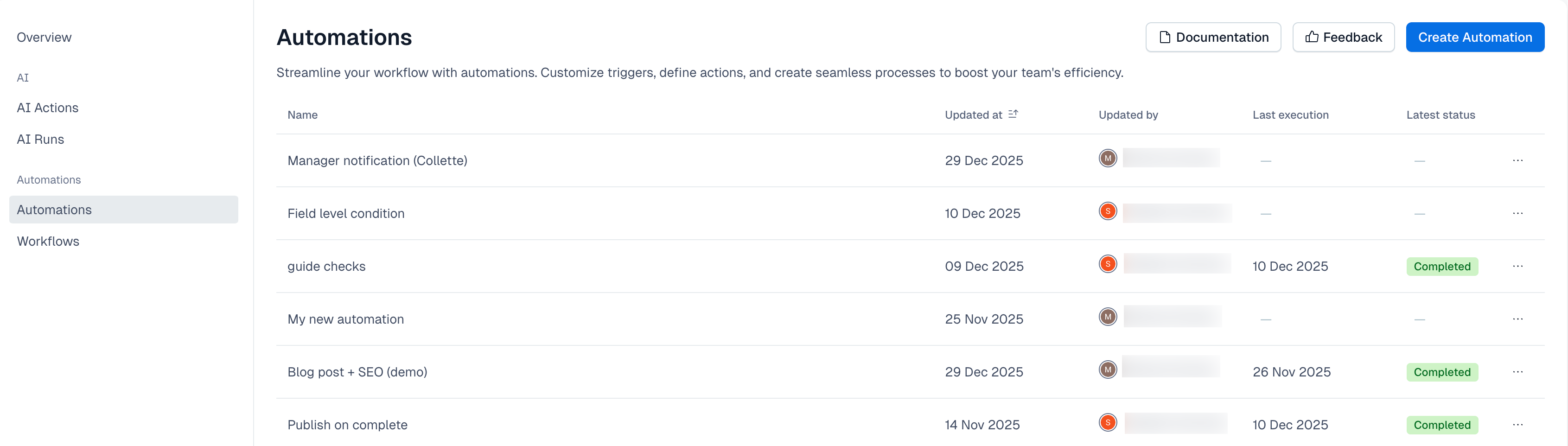 Automations | Contentful Help Center