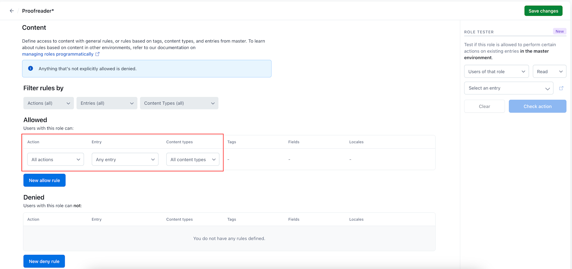 Allow rule permissions