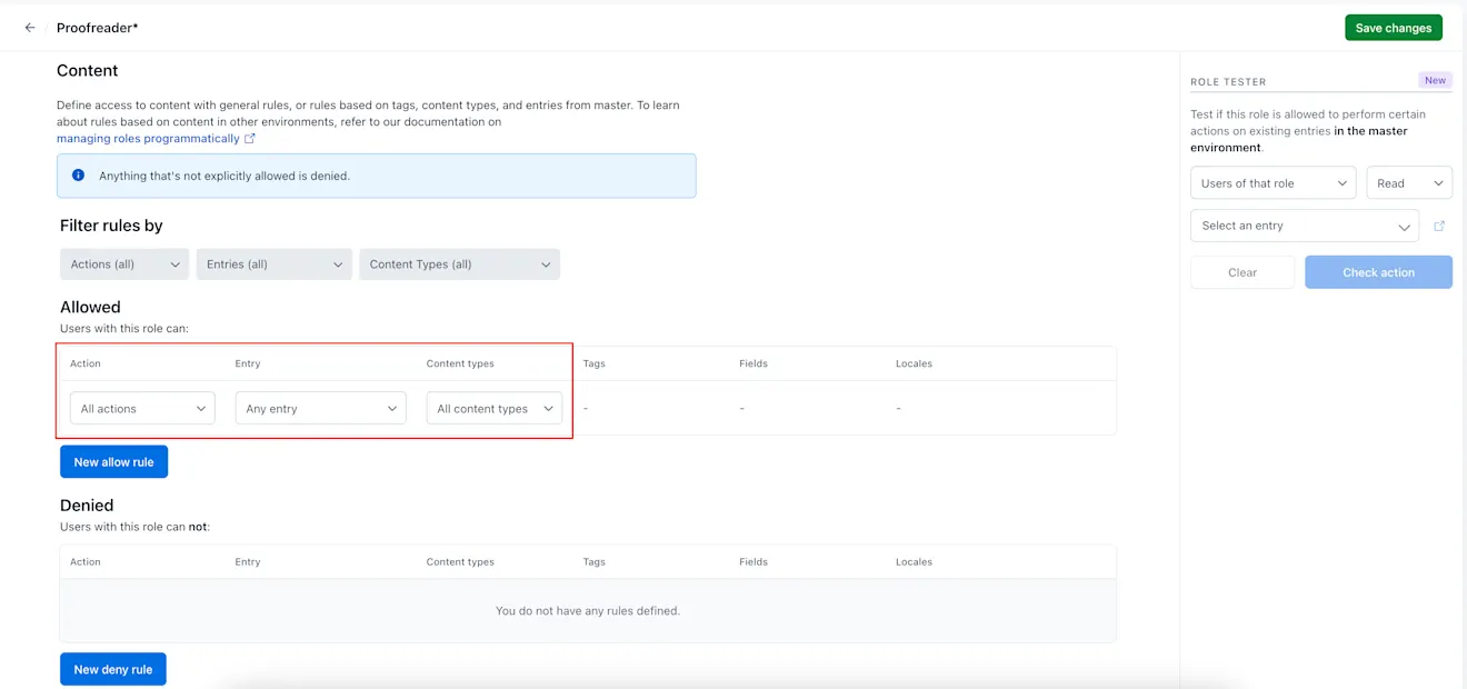 Allow rule permissions