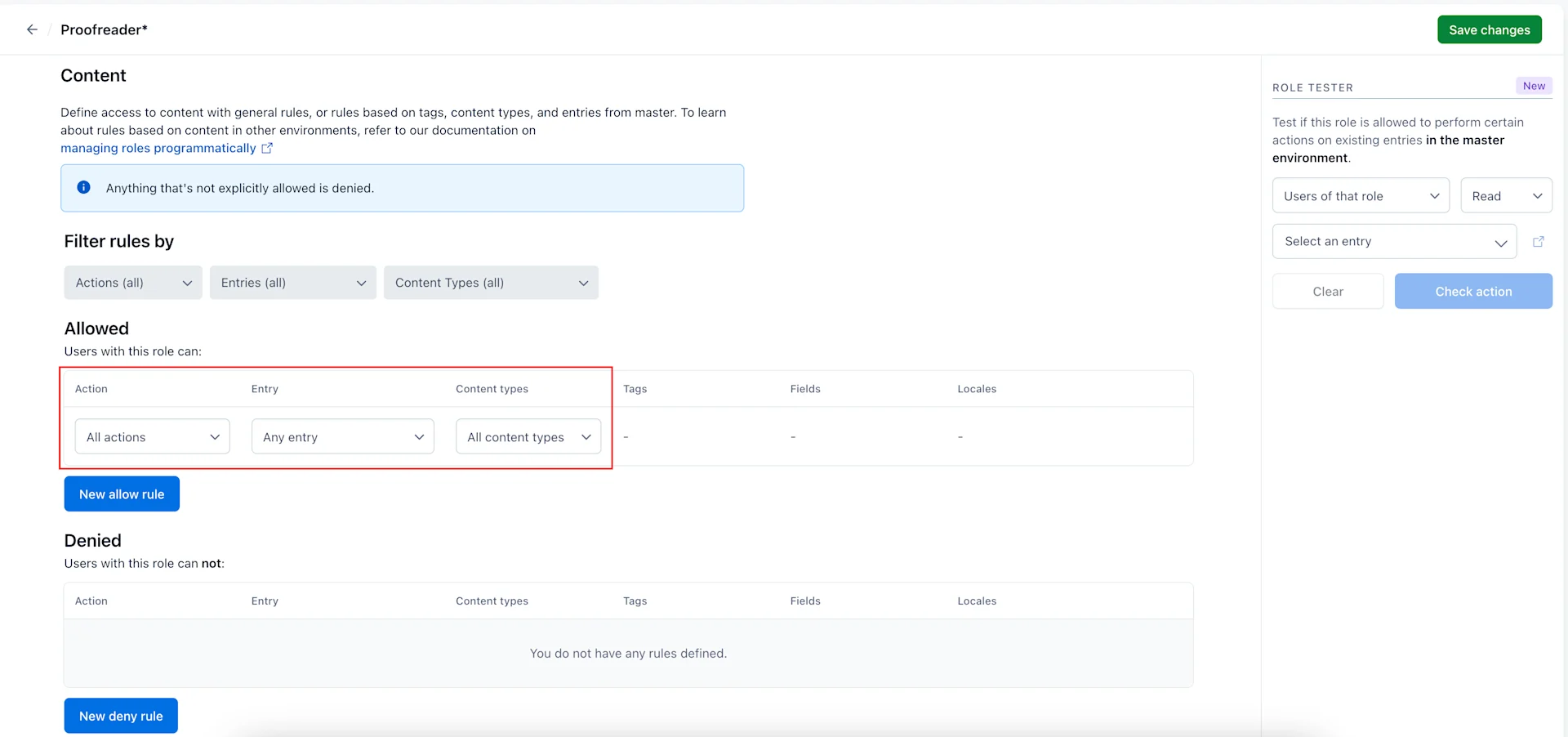 Allow rule permissions
