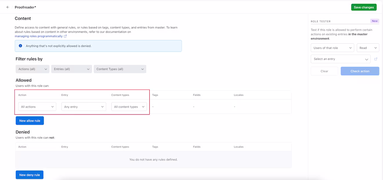 Allow rule permissions