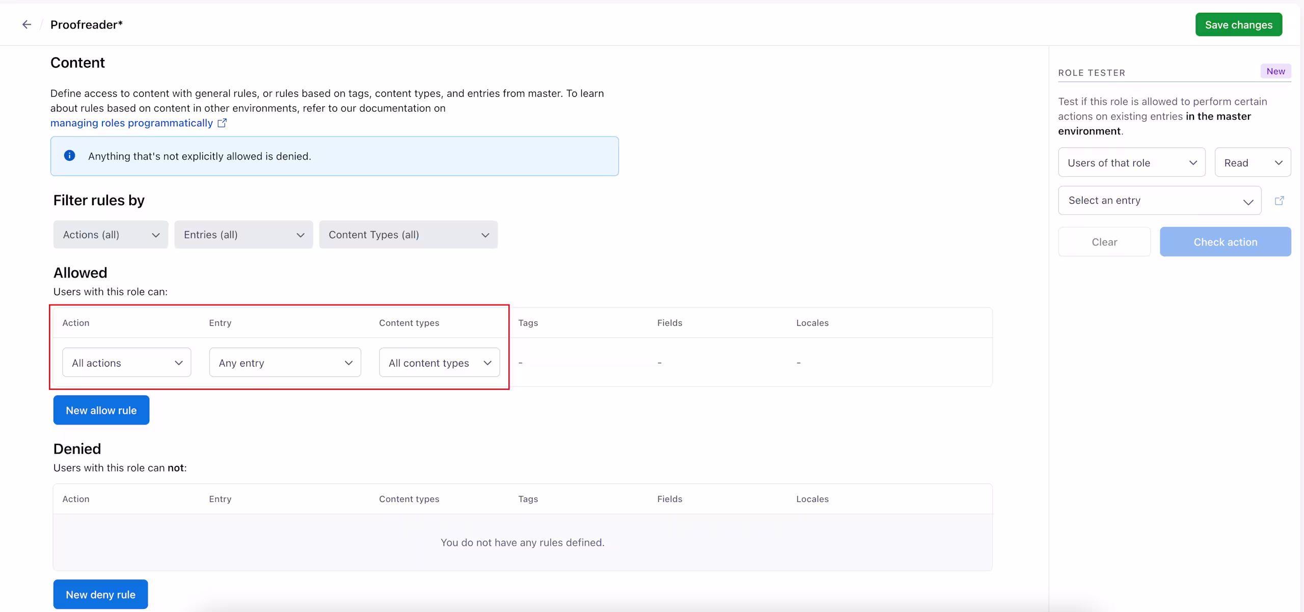 Allow rule permissions