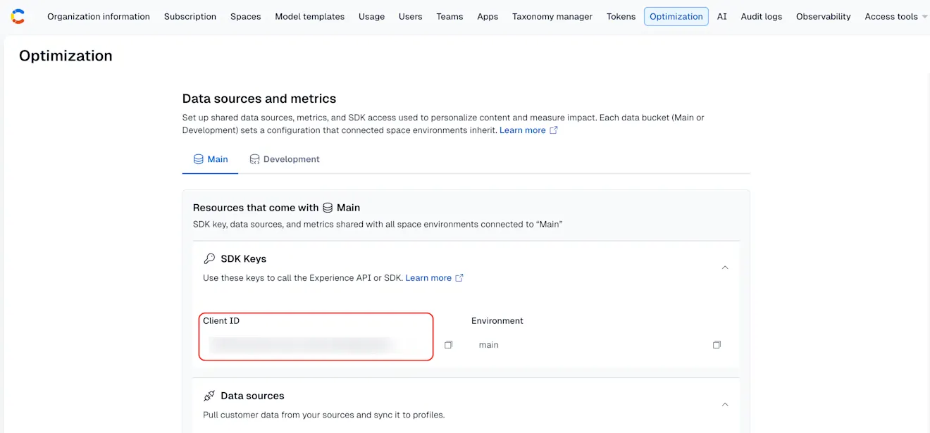 Personalization: API key is the Client ID