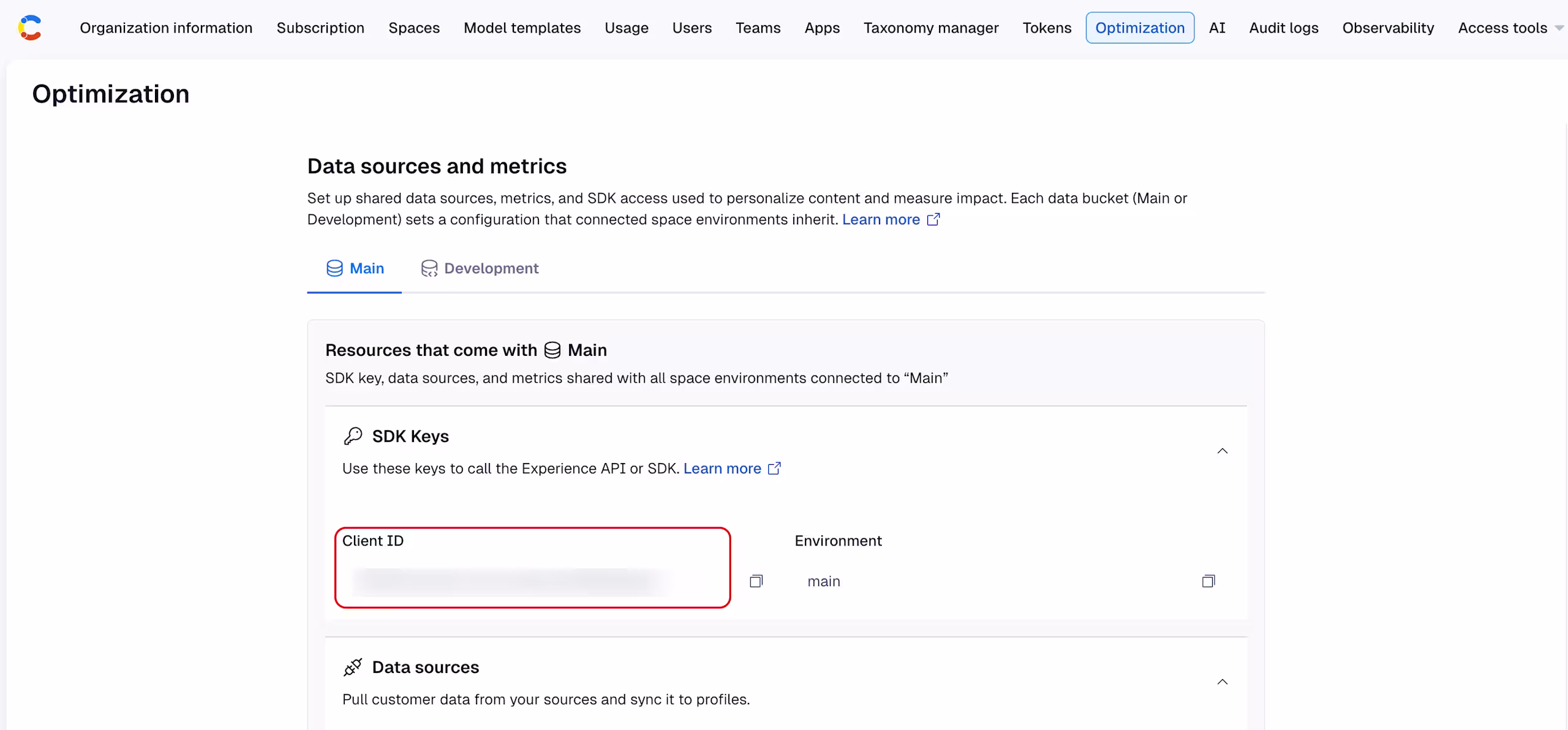 Personalization: API key is the Client ID