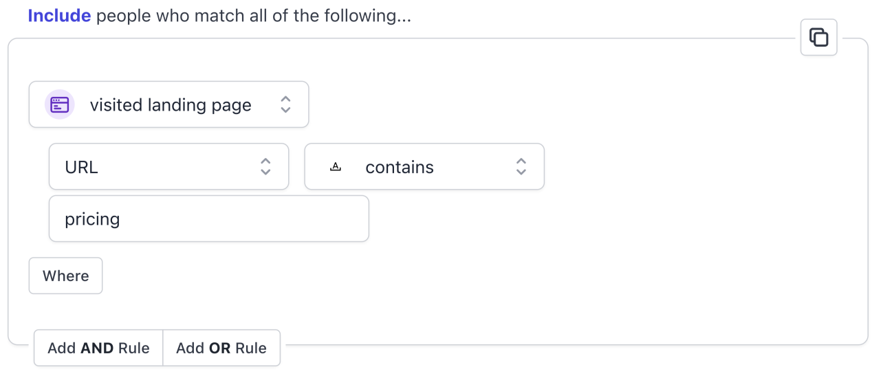 Ninetailed: visited landing page rule