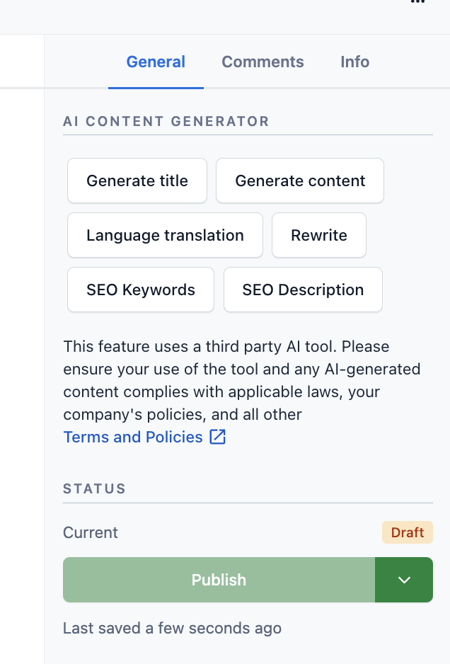 AI Content Generator Sidebar