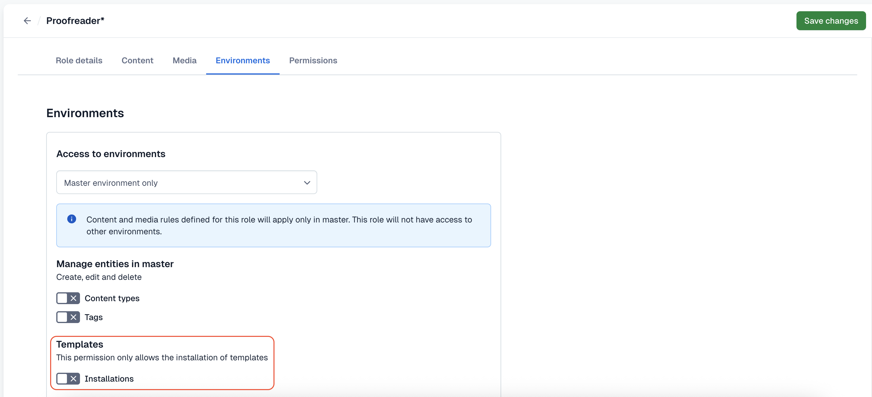 Custom role Templates permission