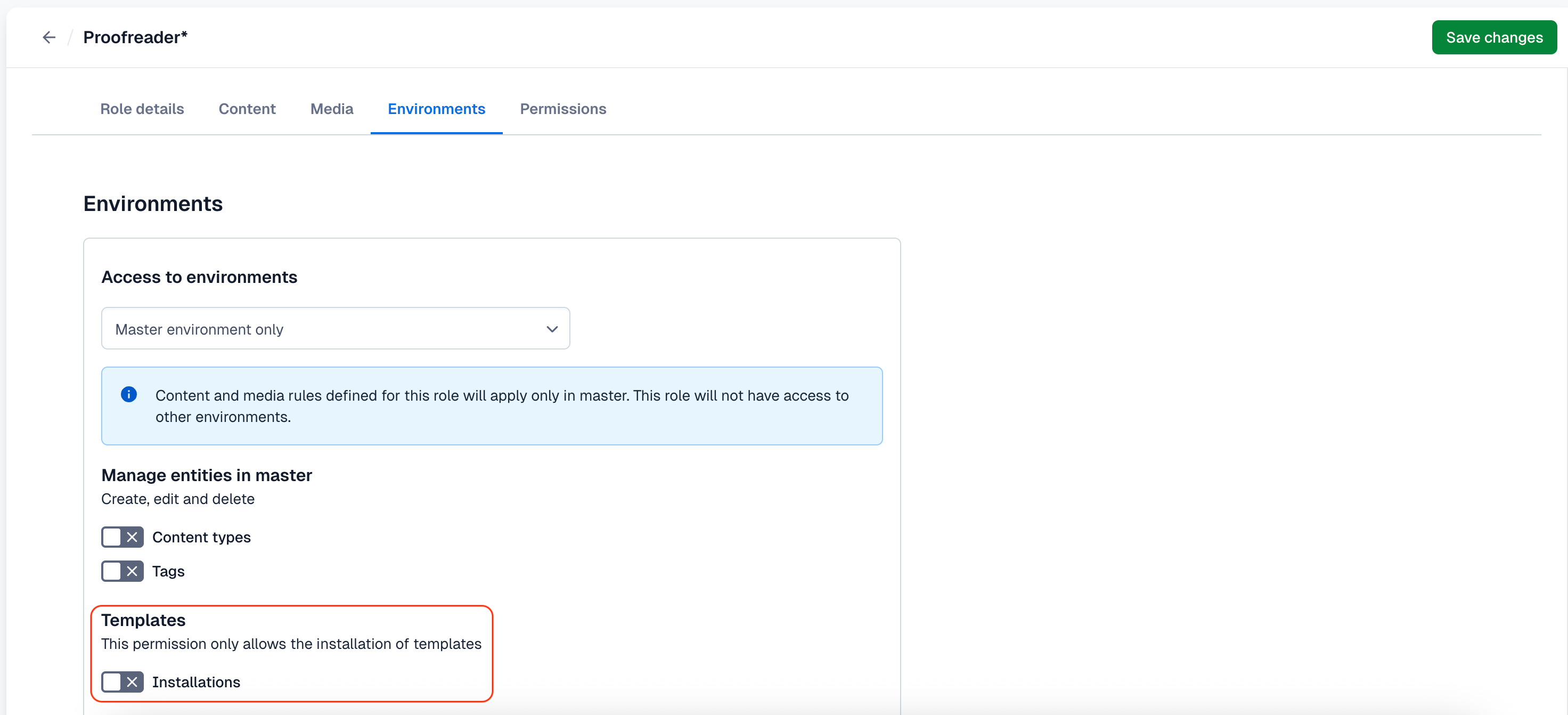 Custom role Templates permission