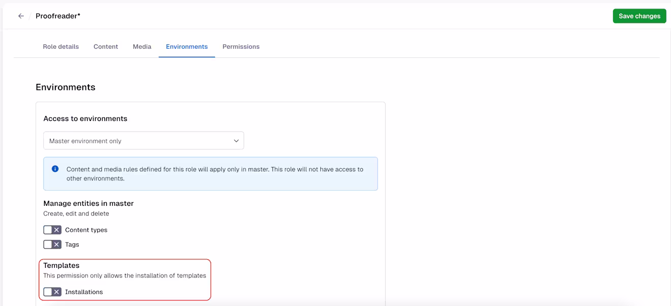 Custom role Templates permission