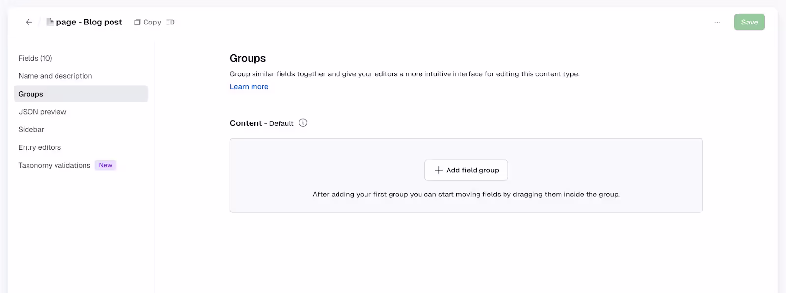 Field groups - Add field group