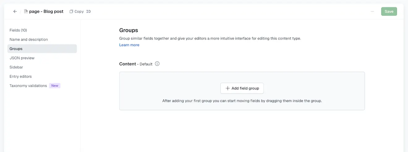 Field groups - Add field group