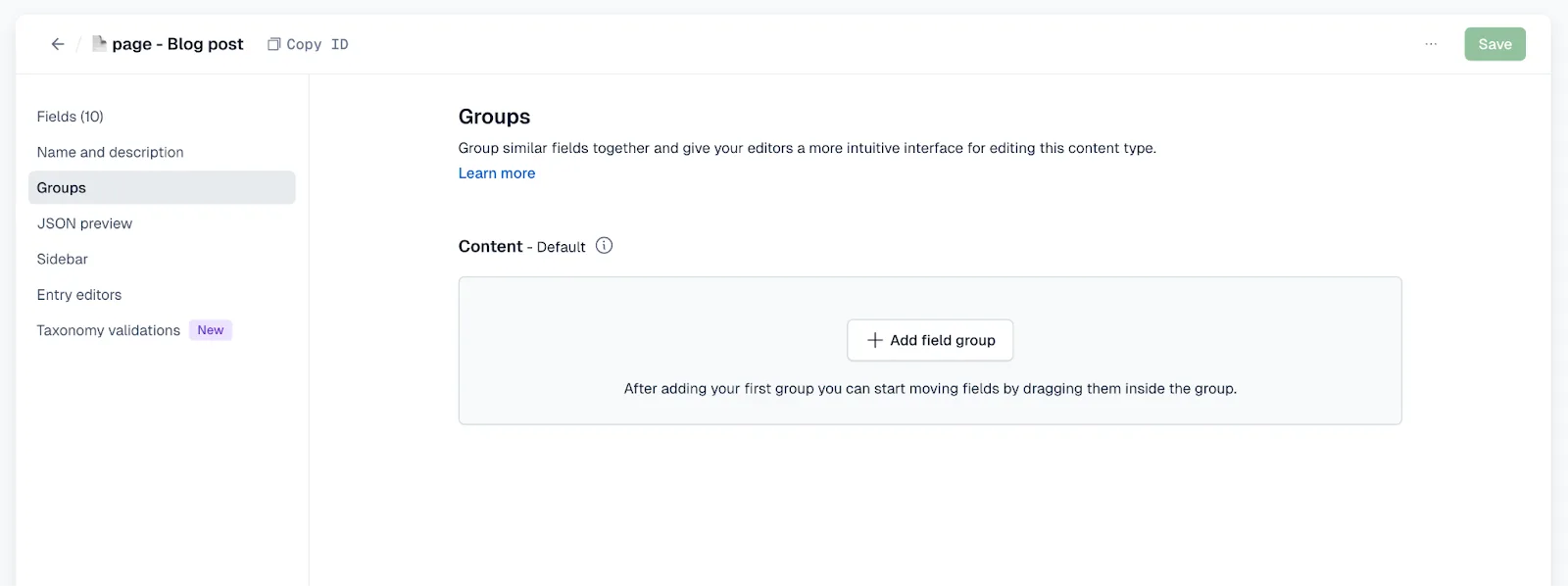 Field groups - Add field group