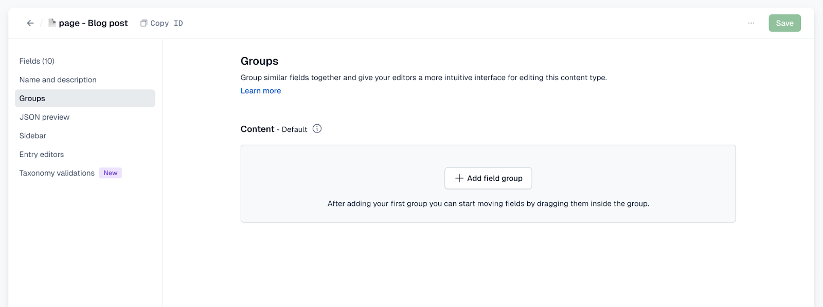Field Group Set up field groups | Contentful Help Center