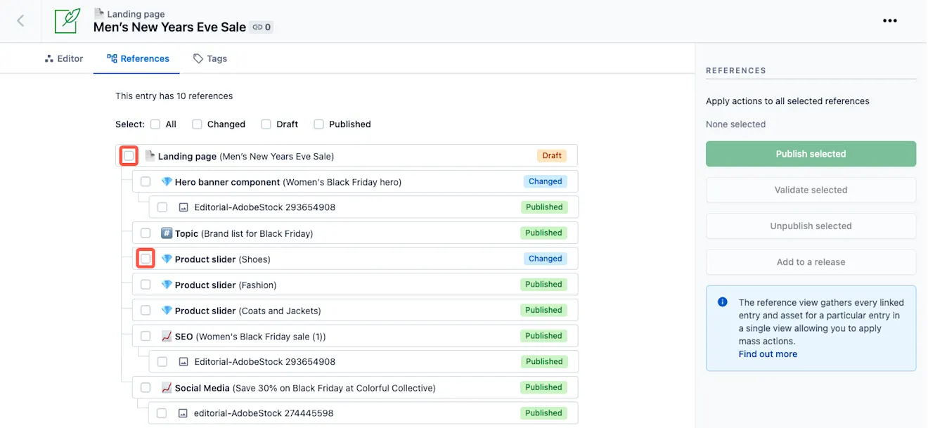Reference view select specific references