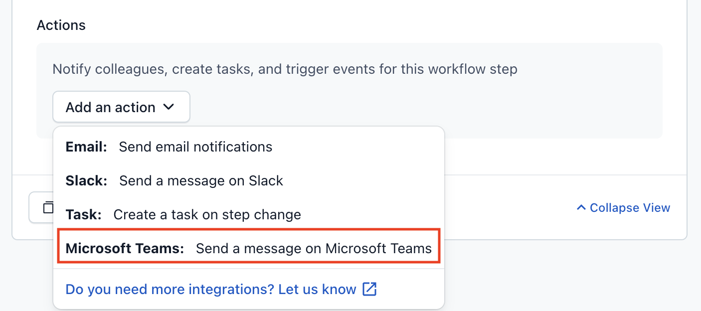 workflows Microsoft Teams action