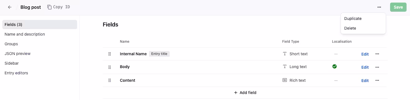 Content modelling basics duplicate content type