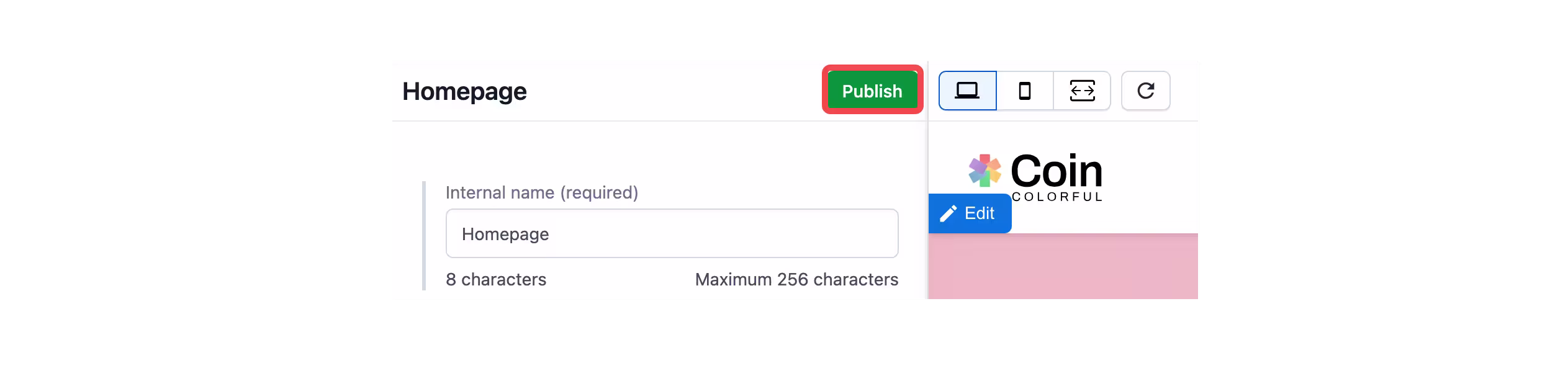 Live preview publish