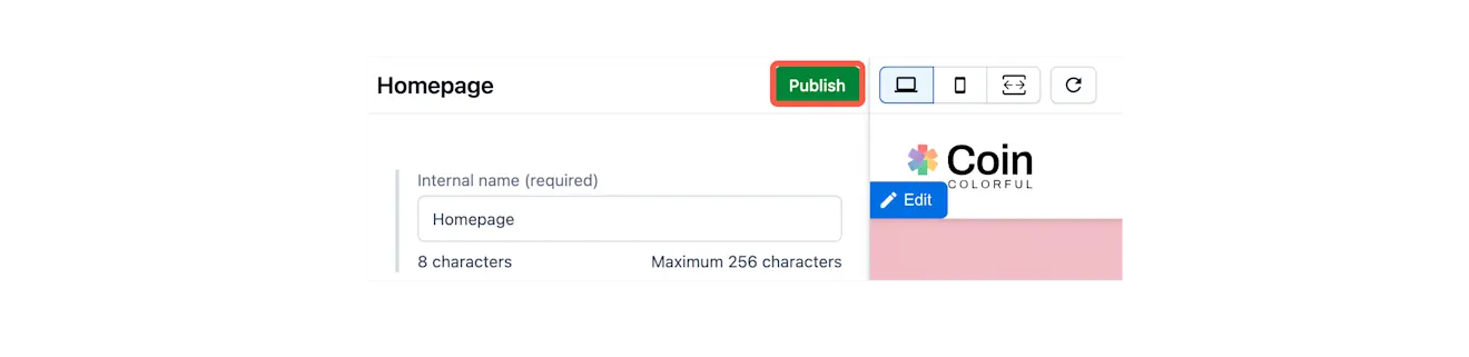 Live preview publish