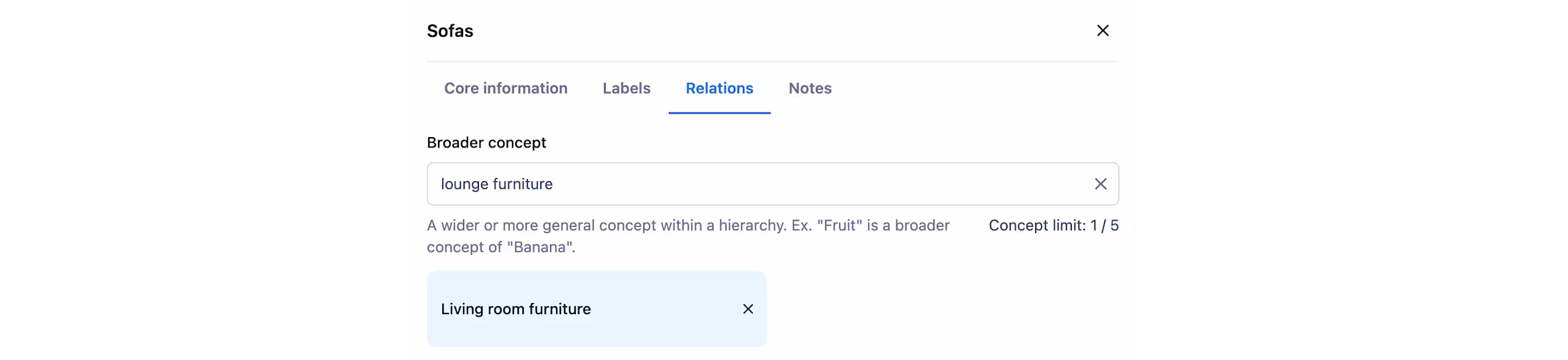 Broader concepts taxonomies
