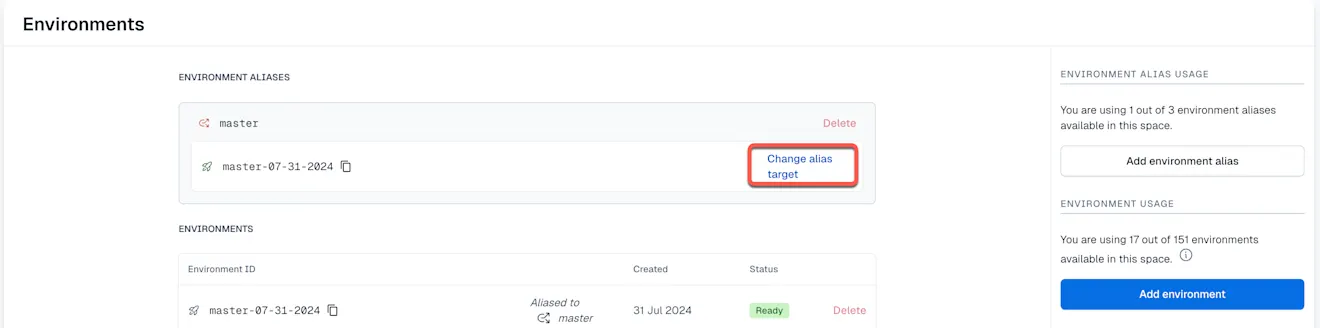 Change alias target 