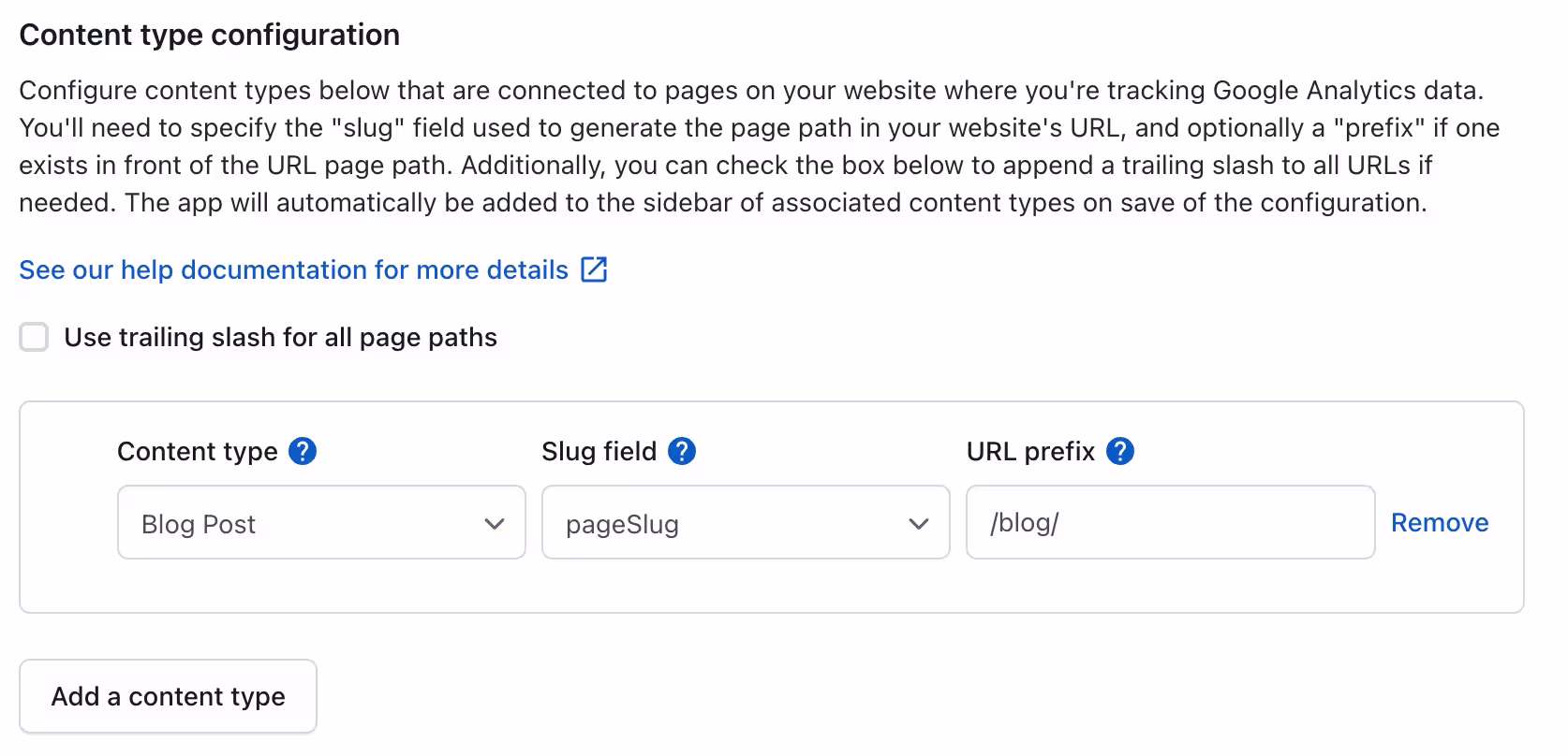 Google Analytics 4 Content Type Selection standard