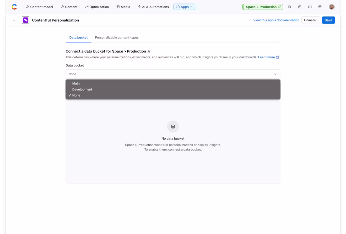 Contentful Personalization: Select bucket