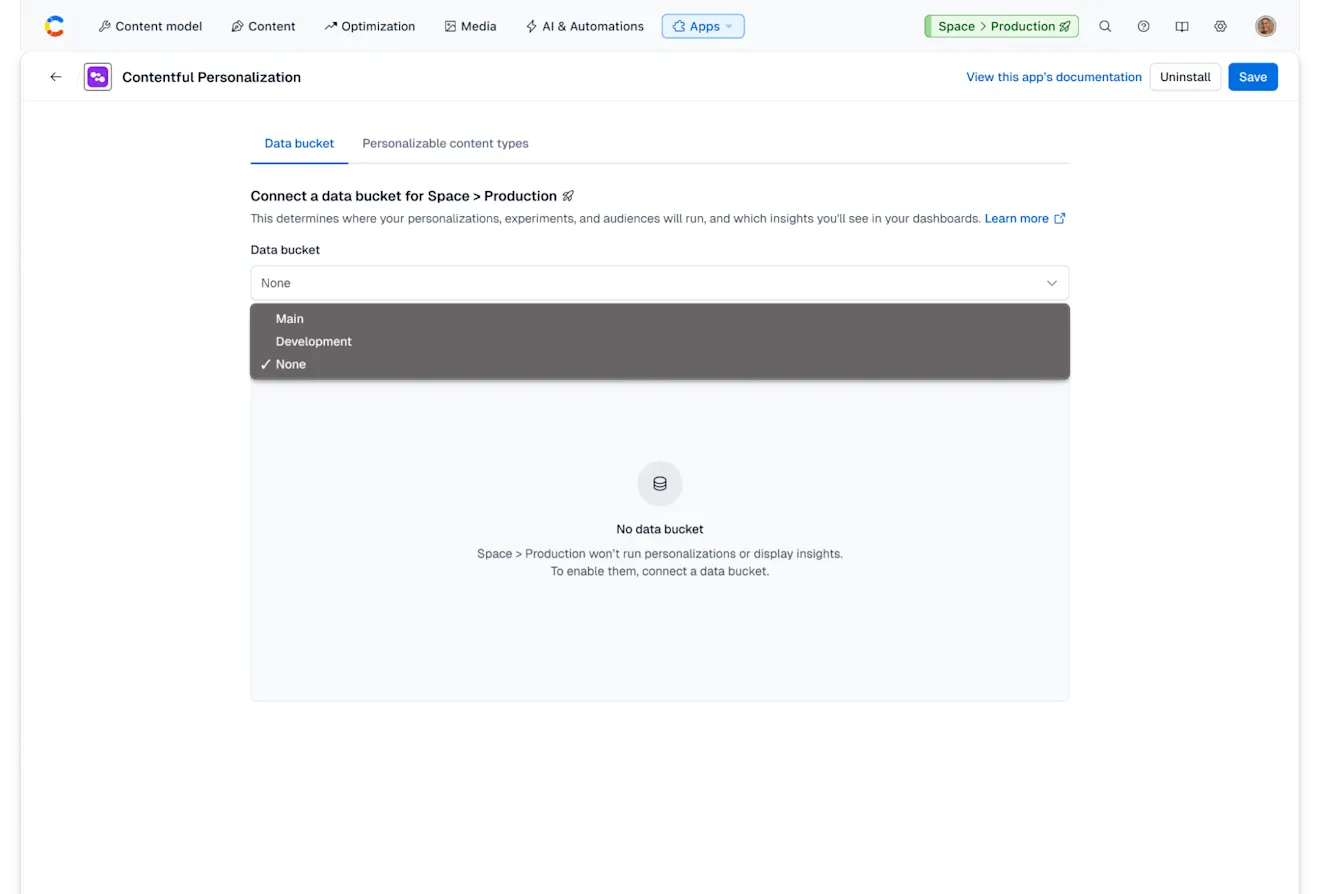 Contentful Personalization: Select bucket