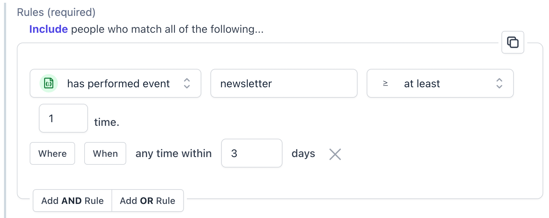 Ninetailed: has performed event - newsletter signup