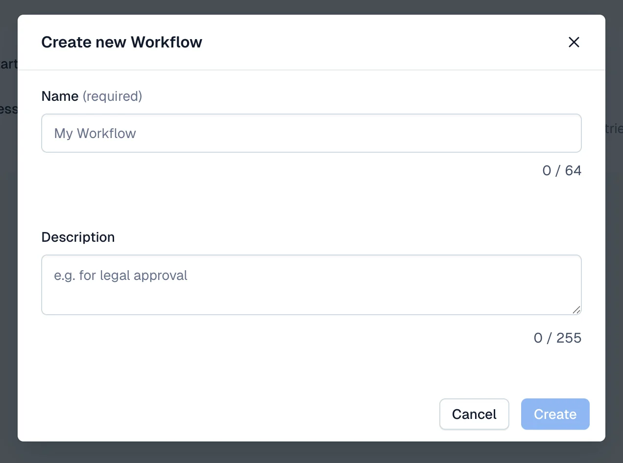 Workflows: Create new workflow