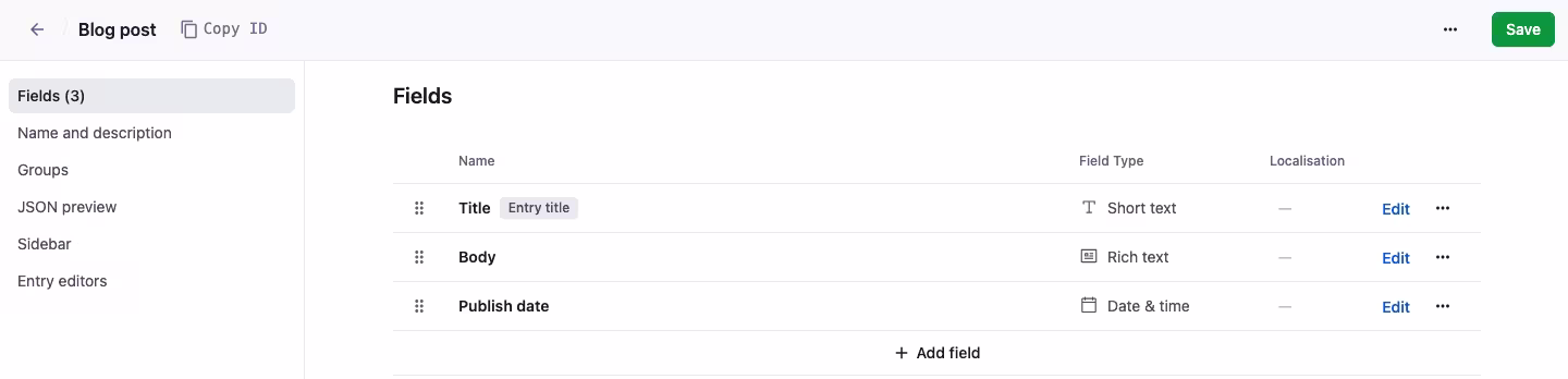 Contentful 101 content type blog post
