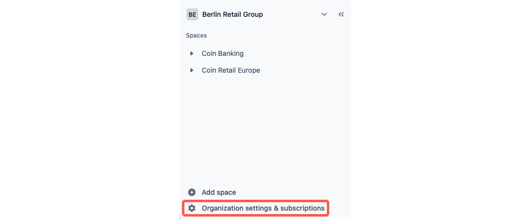 Organization org settings and subscriptions