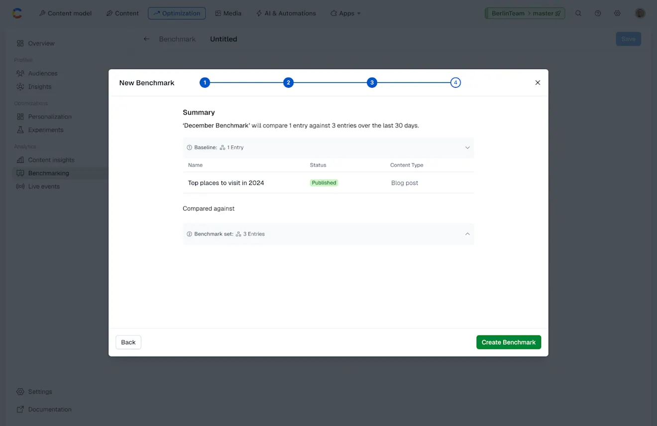Analytics: Benchmarking summary